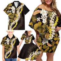 Kula Aloha Hawaii Lei Family Matching Off Shoulder Short Dress and Hawaiian Shirt Tropical Flowers Elegant Vibe LT14 - Polynesian Pride