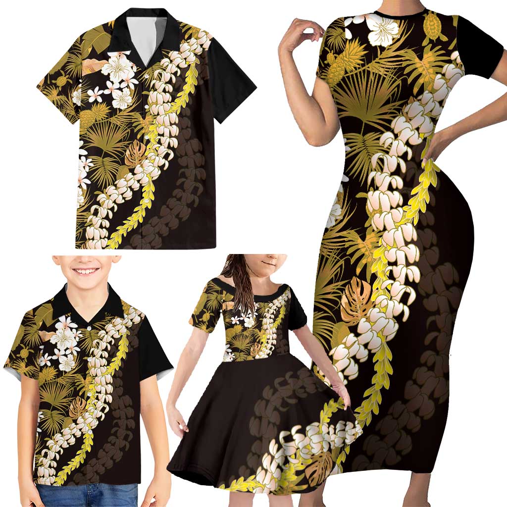 Kula Aloha Hawaii Lei Family Matching Short Sleeve Bodycon Dress and Hawaiian Shirt Tropical Flowers Elegant Vibe LT14 - Polynesian Pride