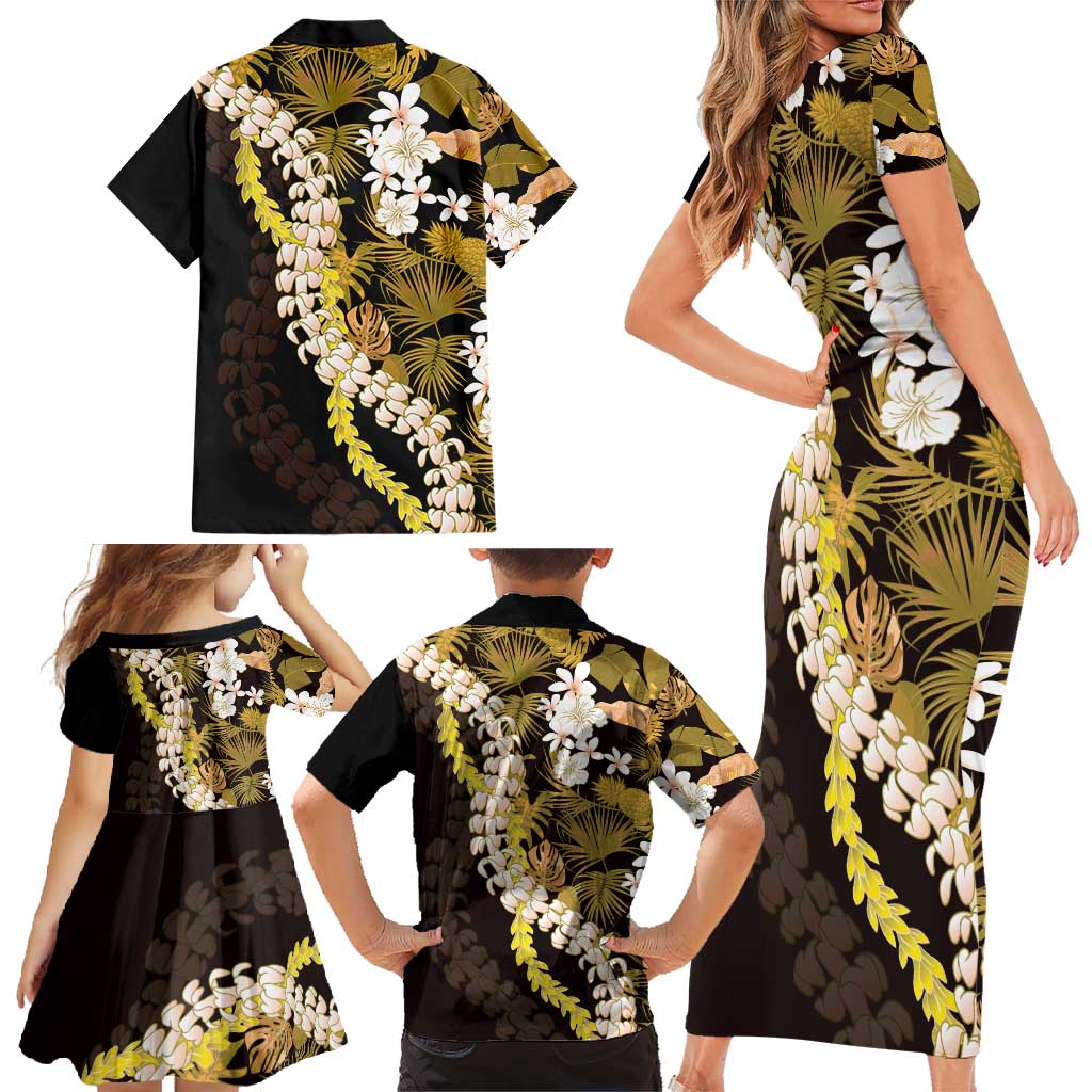 Kula Aloha Hawaii Lei Family Matching Short Sleeve Bodycon Dress and Hawaiian Shirt Tropical Flowers Elegant Vibe LT14 - Polynesian Pride