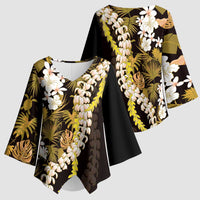 Kula Aloha Hawaii Lei Kimono Sleeve Blouse Tropical Flowers Elegant Vibe - Polynesian Pride