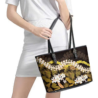 Kula Aloha Hawaii Lei Leather Tote Bag Tropical Flowers Elegant Vibe LT14 - Polynesian Pride