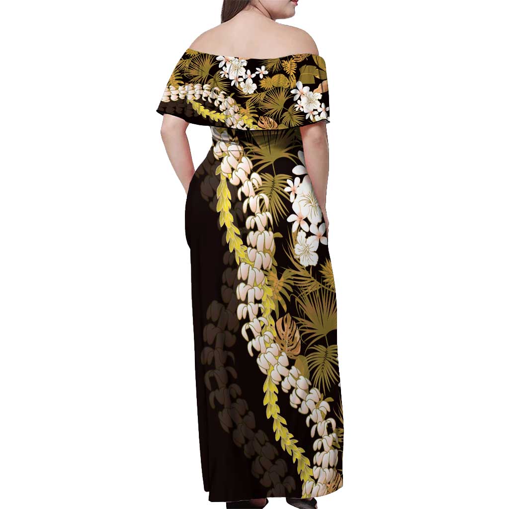 Kula Aloha Hawaii Lei Off Shoulder Maxi Dress Tropical Flowers Elegant Vibe LT14 - Polynesian Pride
