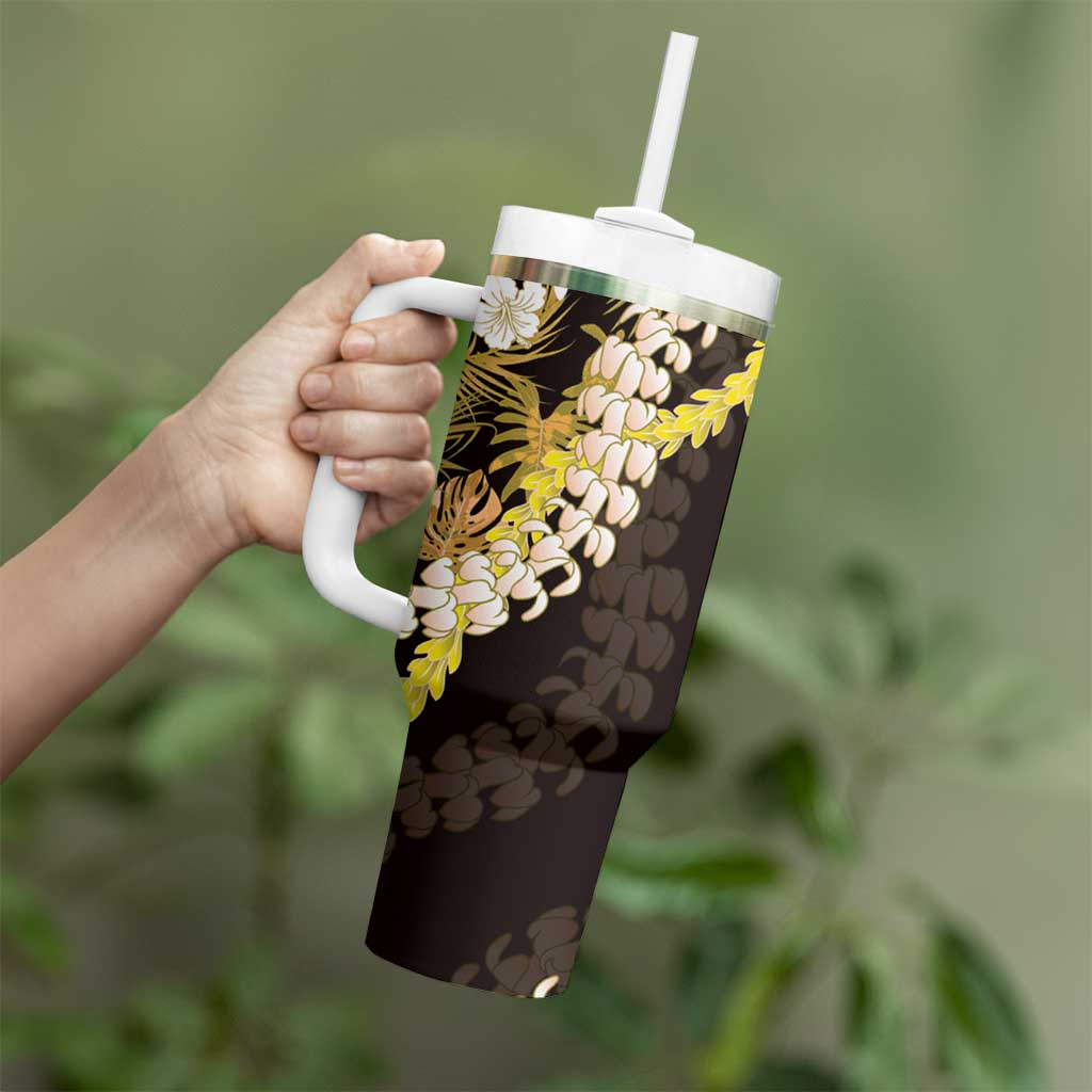 Kula Aloha Hawaii Lei Tumbler With Handle Tropical Flowers Elegant Vibe - Polynesian Pride