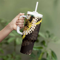 Kula Aloha Hawaii Lei Tumbler With Handle Tropical Flowers Elegant Vibe - Polynesian Pride