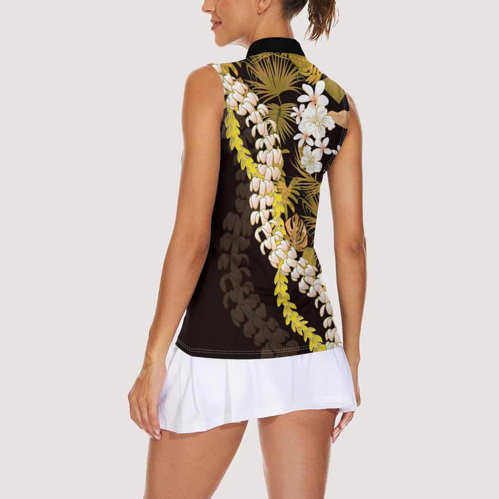 Kula Aloha Hawaii Lei Women Sleeveless Polo Shirt Tropical Flowers Elegant Vibe - Polynesian Pride
