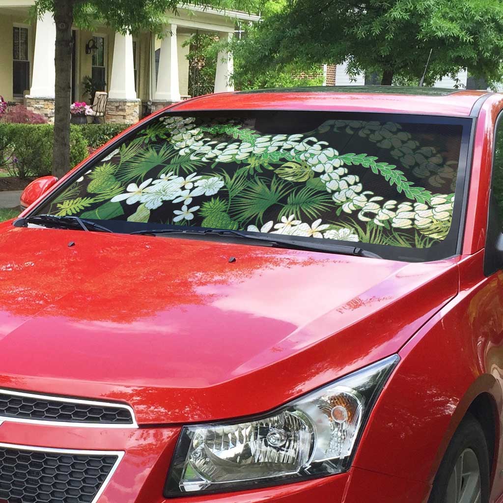 Omaomao Aloha Hawaii Lei Auto Sun Shade Tropical Flowers Elegant Vibe - Polynesian Pride