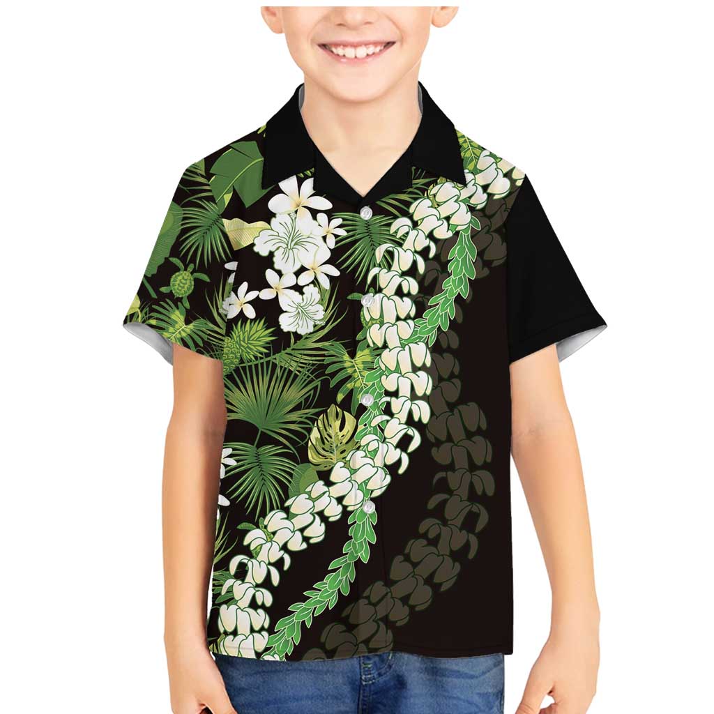 Omaomao Aloha Hawaii Lei Family Matching Mermaid Dress and Hawaiian Shirt Tropical Flowers Elegant Vibe LT14 Son's Shirt Green - Polynesian Pride
