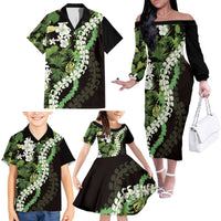 Omaomao Aloha Hawaii Lei Family Matching Off The Shoulder Long Sleeve Dress and Hawaiian Shirt Tropical Flowers Elegant Vibe LT14 - Polynesian Pride