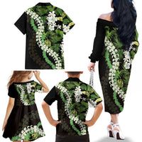 Omaomao Aloha Hawaii Lei Family Matching Off The Shoulder Long Sleeve Dress and Hawaiian Shirt Tropical Flowers Elegant Vibe LT14 - Polynesian Pride