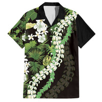 Omaomao Aloha Hawaii Lei Family Matching Off Shoulder Maxi Dress and Hawaiian Shirt Tropical Flowers Elegant Vibe LT14 Dad's Shirt - Short Sleeve Green - Polynesian Pride