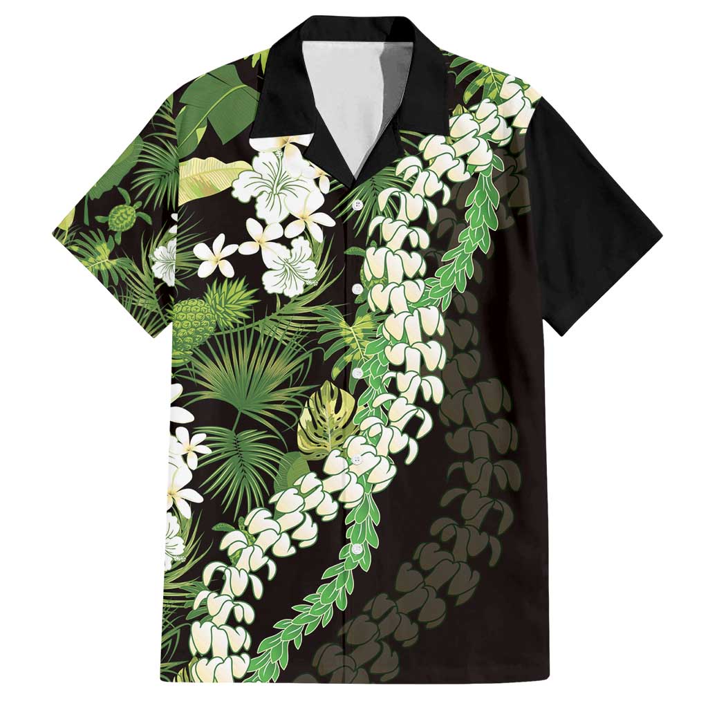 Omaomao Aloha Hawaii Lei Family Matching Summer Maxi Dress and Hawaiian Shirt Tropical Flowers Elegant Vibe LT14 Dad's Shirt - Short Sleeve Green - Polynesian Pride