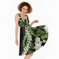 Omaomao Aloha Hawaii Lei Midi Dress Tropical Flowers Elegant Vibe - Polynesian Pride