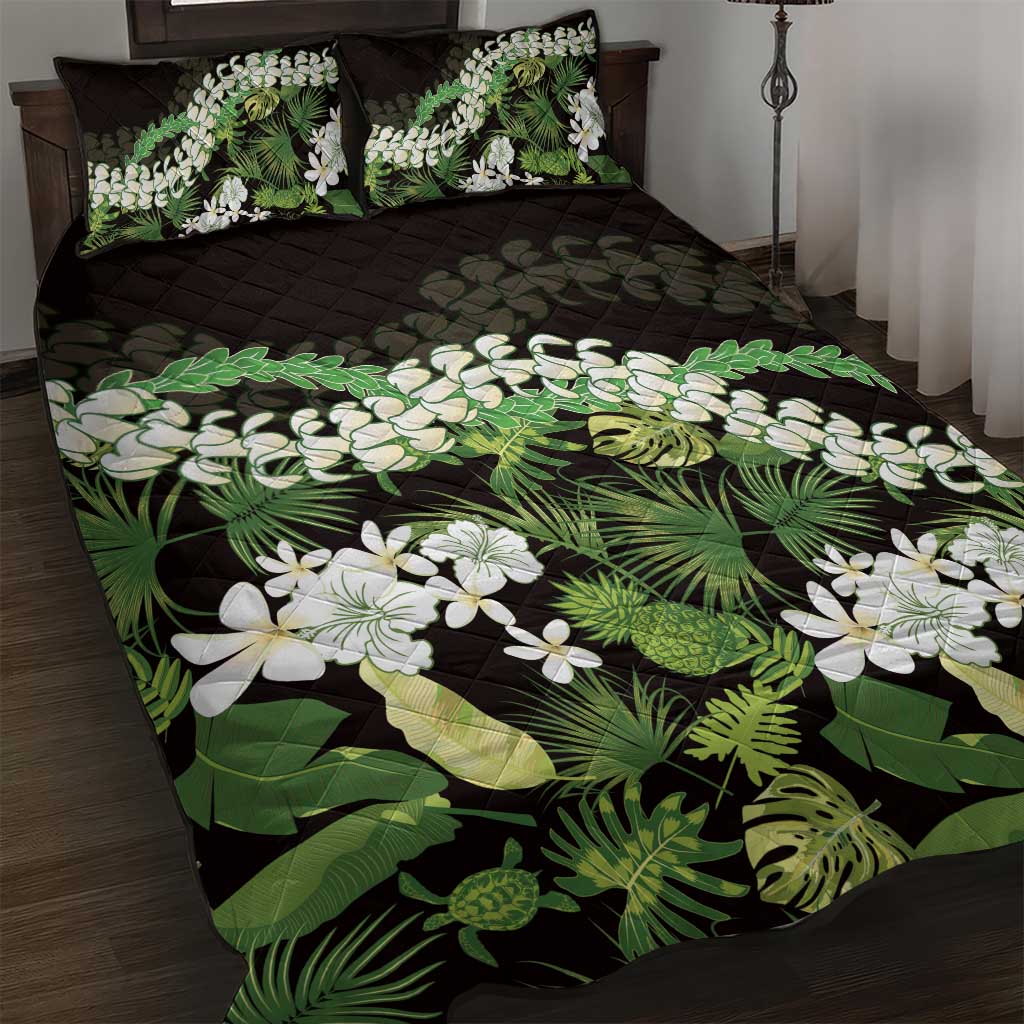 Omaomao Aloha Hawaii Lei Quilt Bed Set Tropical Flowers Elegant Vibe LT14 Green - Polynesian Pride