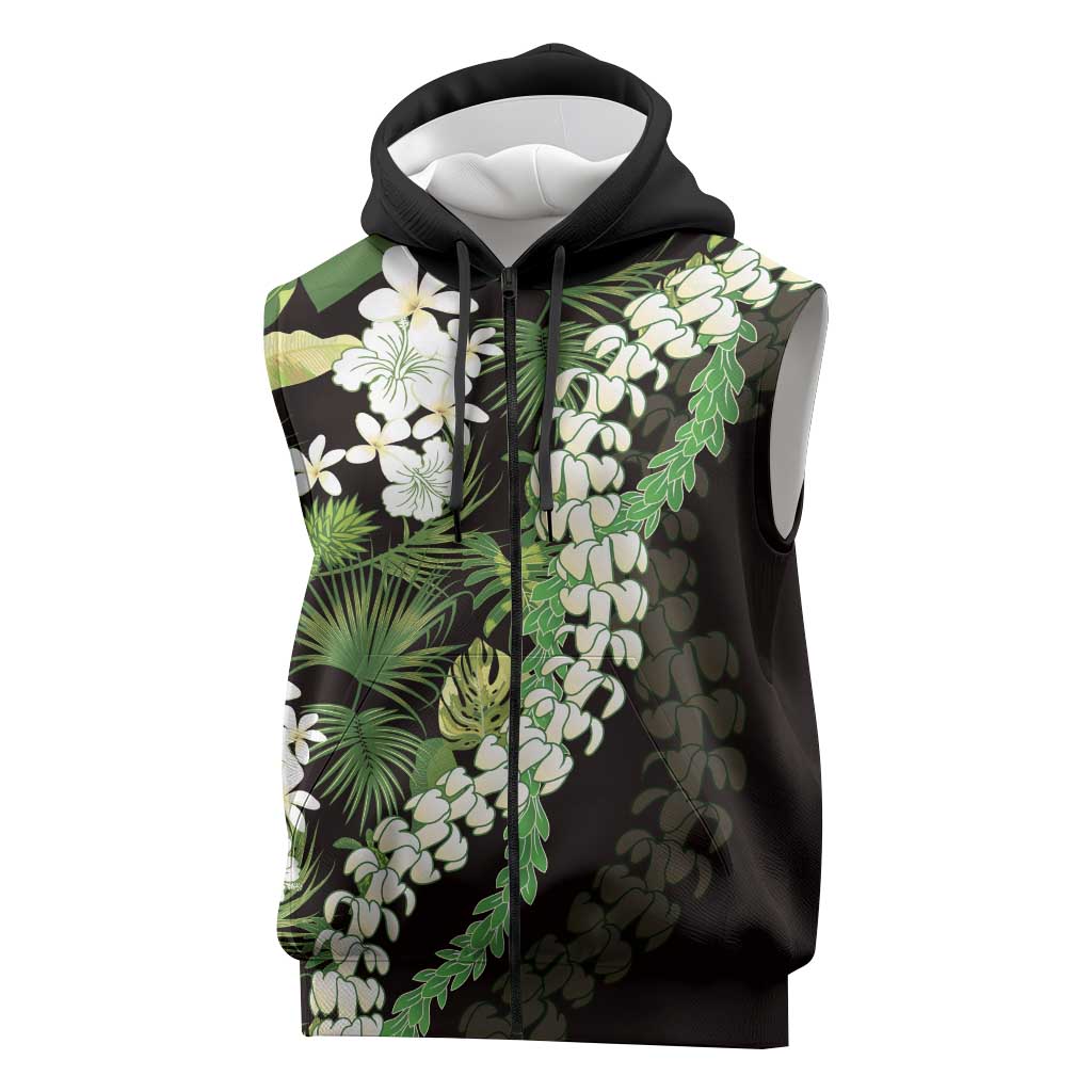 Omaomao Aloha Hawaii Lei Sleeveless Zip Hoodie Tropical Flowers Elegant Vibe LT14 Green - Polynesian Pride