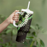 Omaomao Aloha Hawaii Lei Tumbler With Handle Tropical Flowers Elegant Vibe - Polynesian Pride