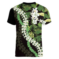 Omaomao Aloha Hawaii Lei Women V-Neck T-Shirt Tropical Flowers Elegant Vibe - Polynesian Pride