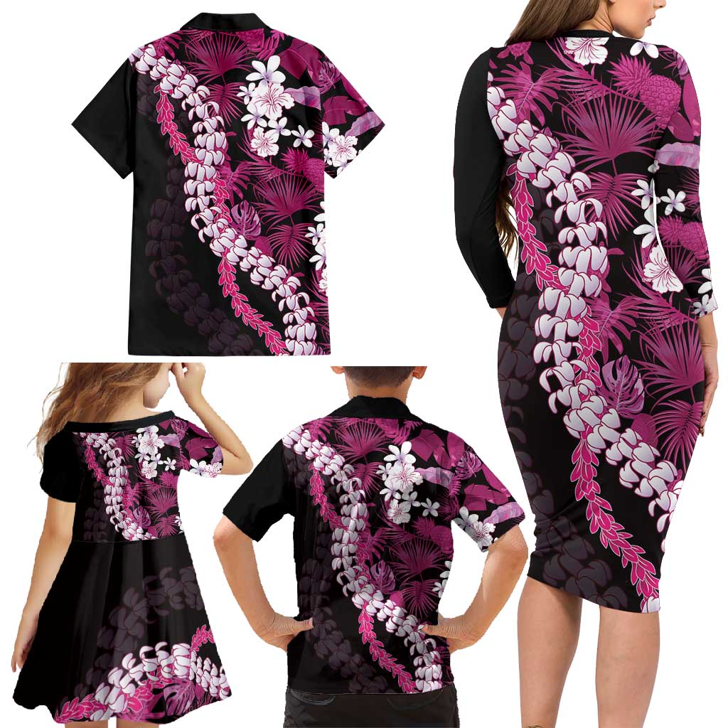 Akala Aloha Hawaii Lei Family Matching Long Sleeve Bodycon Dress and Hawaiian Shirt Tropical Flowers Elegant Vibe LT14 - Polynesian Pride
