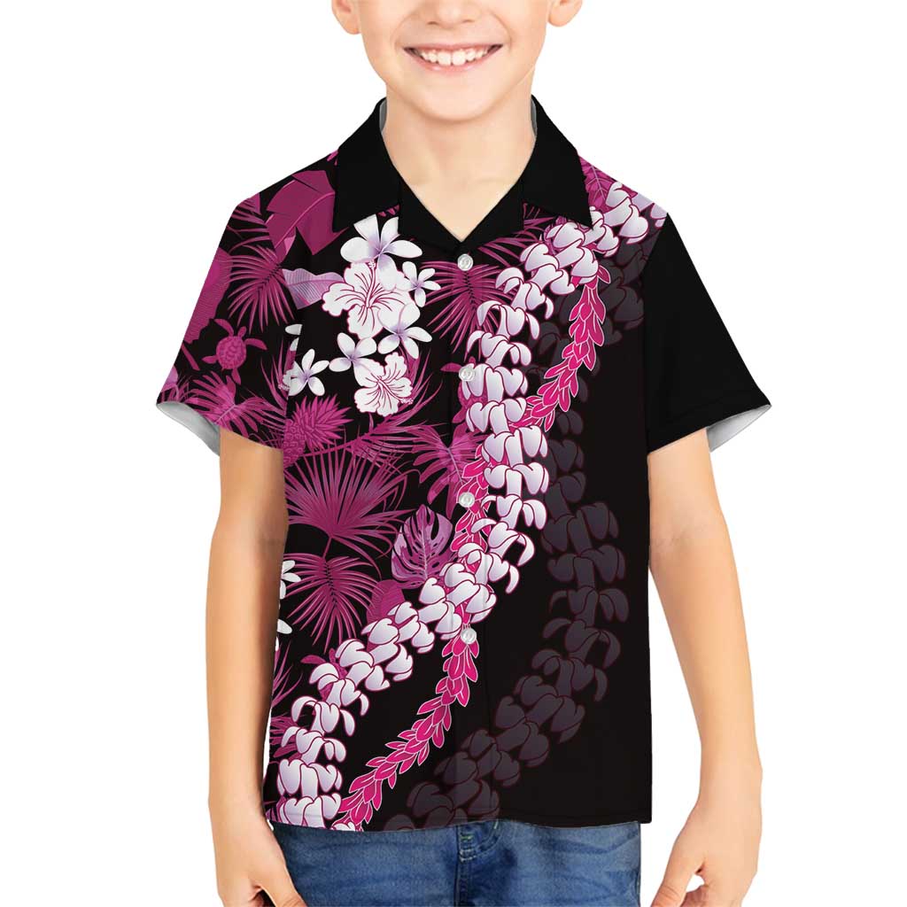 Akala Aloha Hawaii Lei Family Matching Long Sleeve Bodycon Dress and Hawaiian Shirt Tropical Flowers Elegant Vibe LT14 Son's Shirt Pink - Polynesian Pride