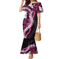 Akala Aloha Hawaii Lei Family Matching Mermaid Dress and Hawaiian Shirt Tropical Flowers Elegant Vibe LT14 Mom's Dress Pink - Polynesian Pride