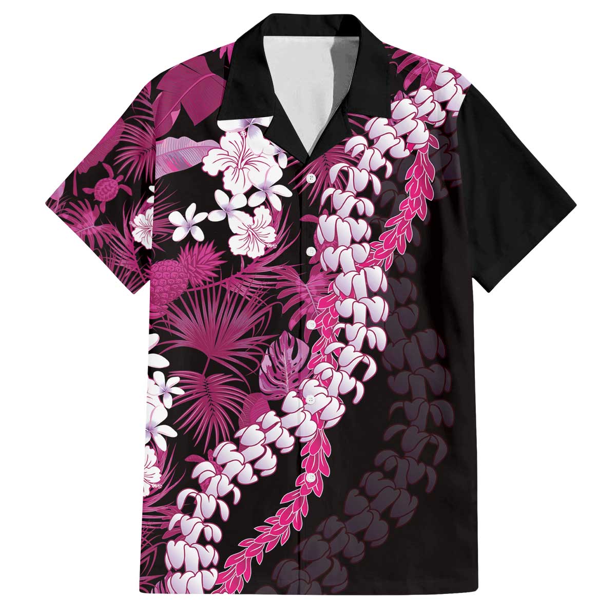 Akala Aloha Hawaii Lei Family Matching Off The Shoulder Long Sleeve Dress and Hawaiian Shirt Tropical Flowers Elegant Vibe LT14 Dad's Shirt - Short Sleeve Pink - Polynesian Pride