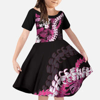 Akala Aloha Hawaii Lei Family Matching Off Shoulder Maxi Dress and Hawaiian Shirt Tropical Flowers Elegant Vibe LT14 Daughter's Dress Pink - Polynesian Pride