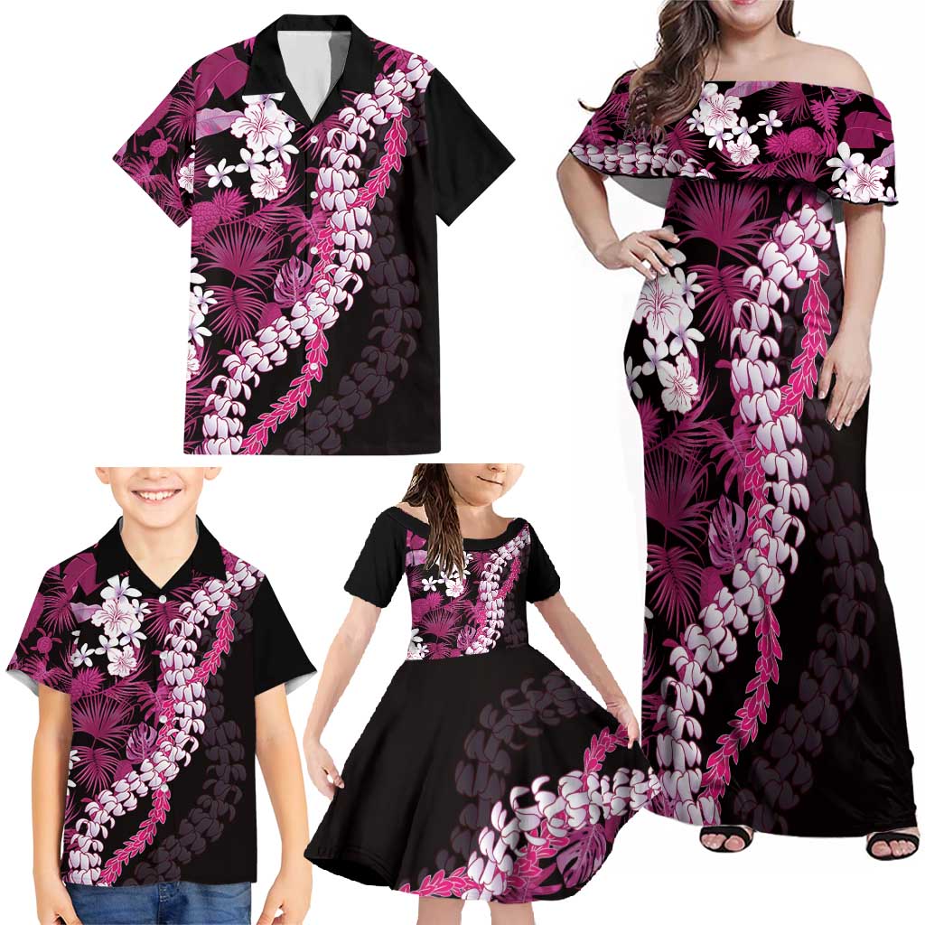Akala Aloha Hawaii Lei Family Matching Off Shoulder Maxi Dress and Hawaiian Shirt Tropical Flowers Elegant Vibe LT14 - Polynesian Pride