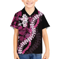 Akala Aloha Hawaii Lei Family Matching Off Shoulder Short Dress and Hawaiian Shirt Tropical Flowers Elegant Vibe LT14 Son's Shirt Pink - Polynesian Pride