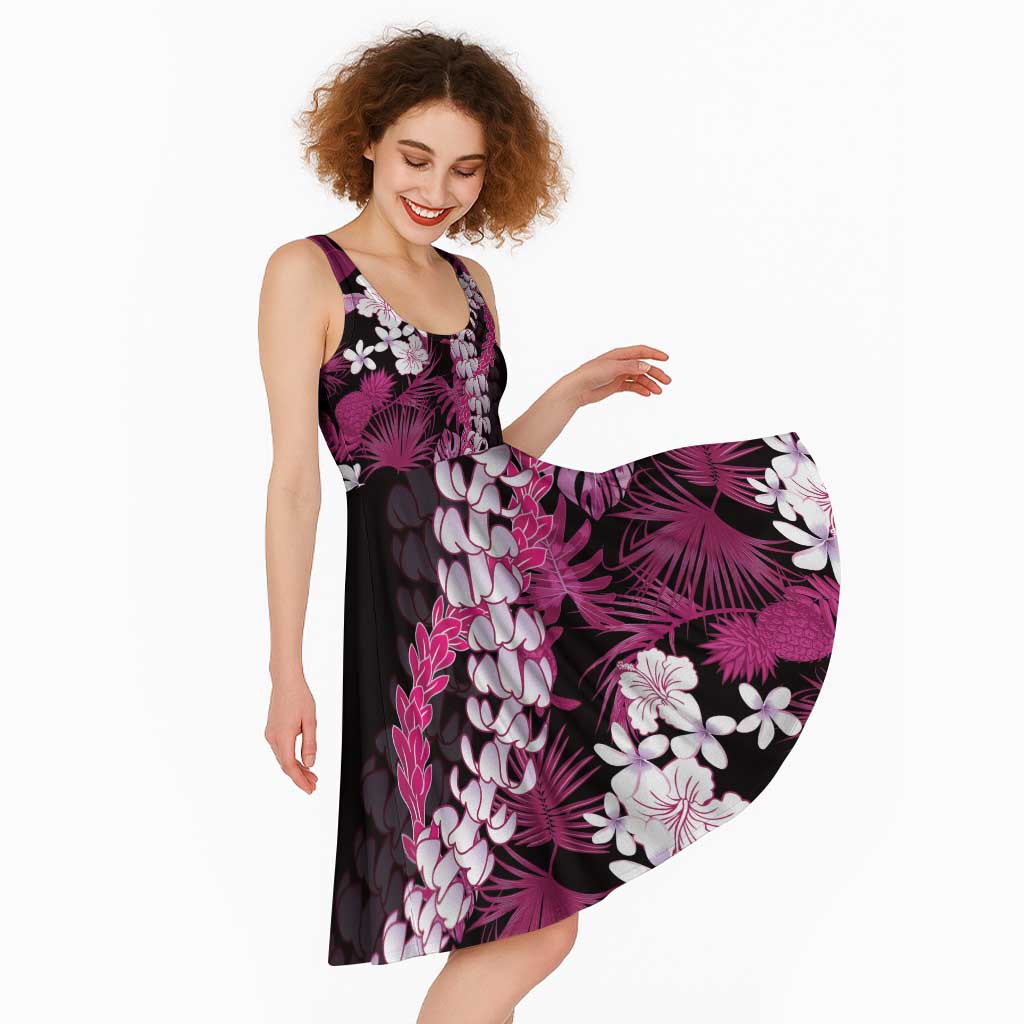 Akala Aloha Hawaii Lei Midi Dress Tropical Flowers Elegant Vibe - Polynesian Pride