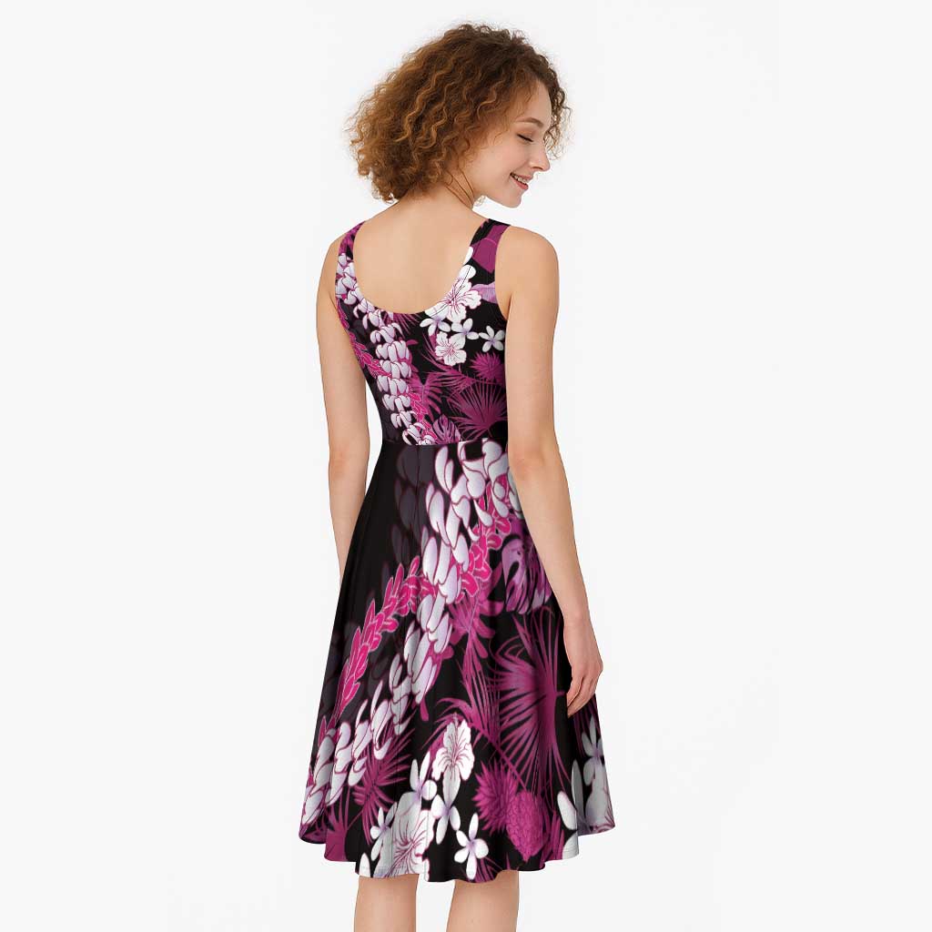 Akala Aloha Hawaii Lei Midi Dress Tropical Flowers Elegant Vibe - Polynesian Pride