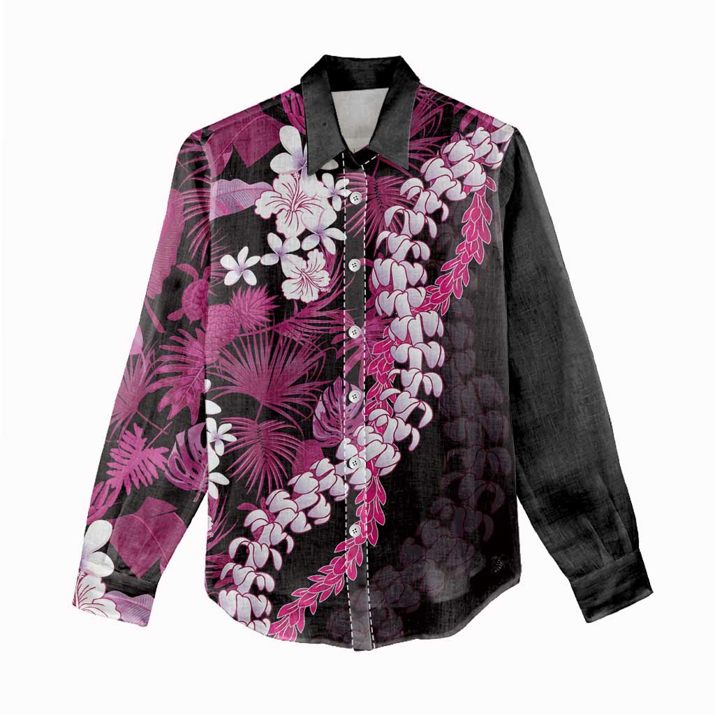Akala Aloha Hawaii Lei Women Casual Shirt Tropical Flowers Elegant Vibe - Polynesian Pride