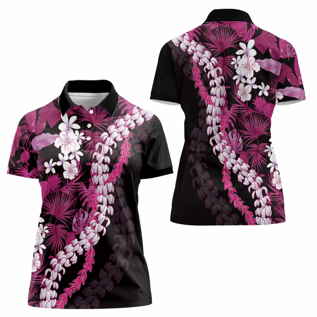 Akala Aloha Hawaii Lei Women Polo Shirt Tropical Flowers Elegant Vibe - Polynesian Pride