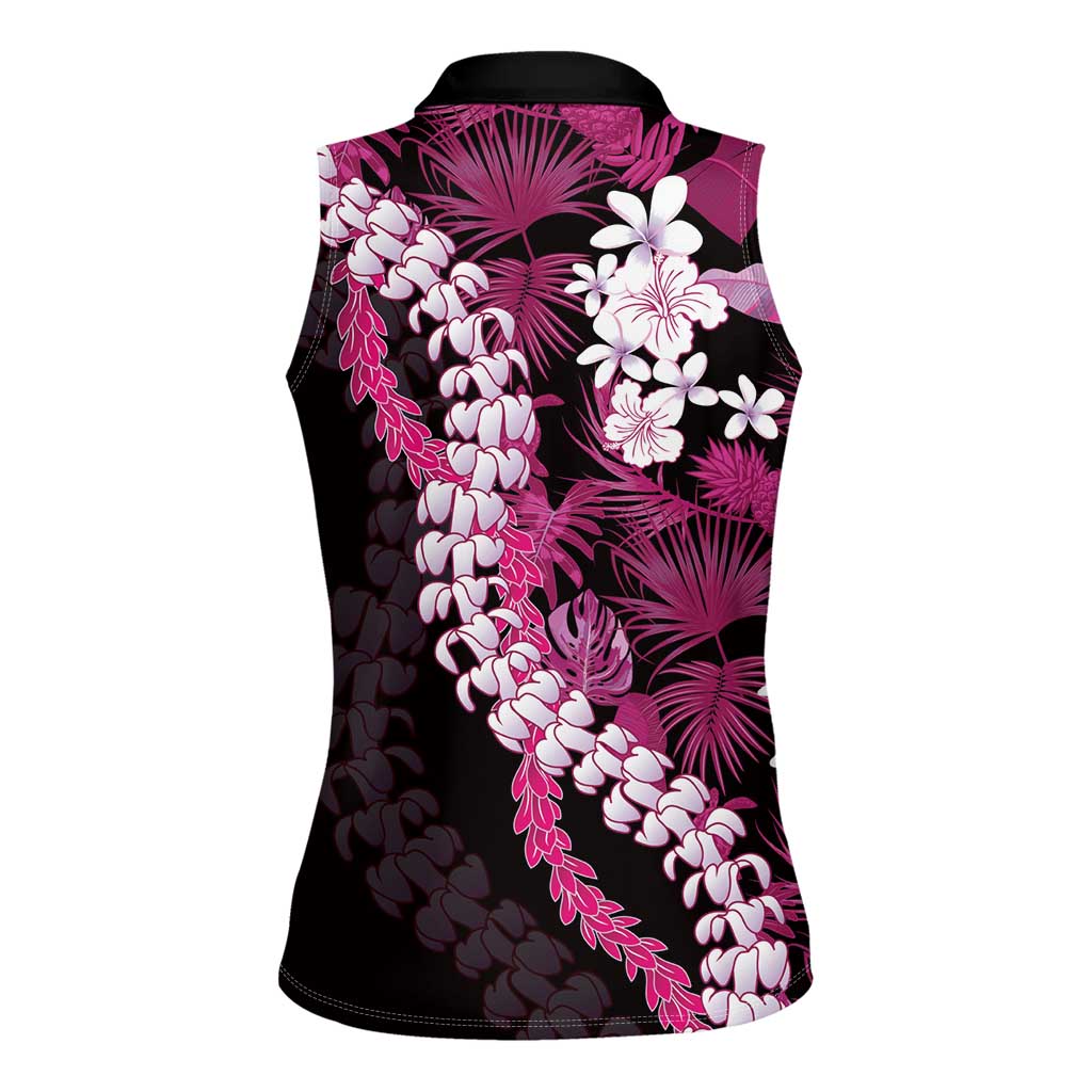 Akala Aloha Hawaii Lei Women Sleeveless Polo Shirt Tropical Flowers Elegant Vibe - Polynesian Pride