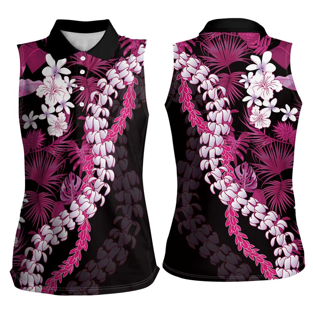 Akala Aloha Hawaii Lei Women Sleeveless Polo Shirt Tropical Flowers Elegant Vibe - Polynesian Pride