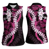 Akala Aloha Hawaii Lei Women Sleeveless Polo Shirt Tropical Flowers Elegant Vibe - Polynesian Pride