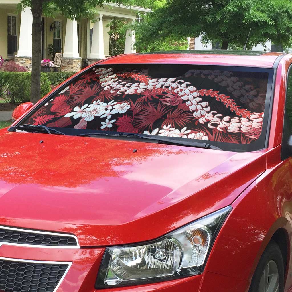 Ulaula Aloha Hawaii Lei Auto Sun Shade Tropical Flowers Elegant Vibe - Polynesian Pride