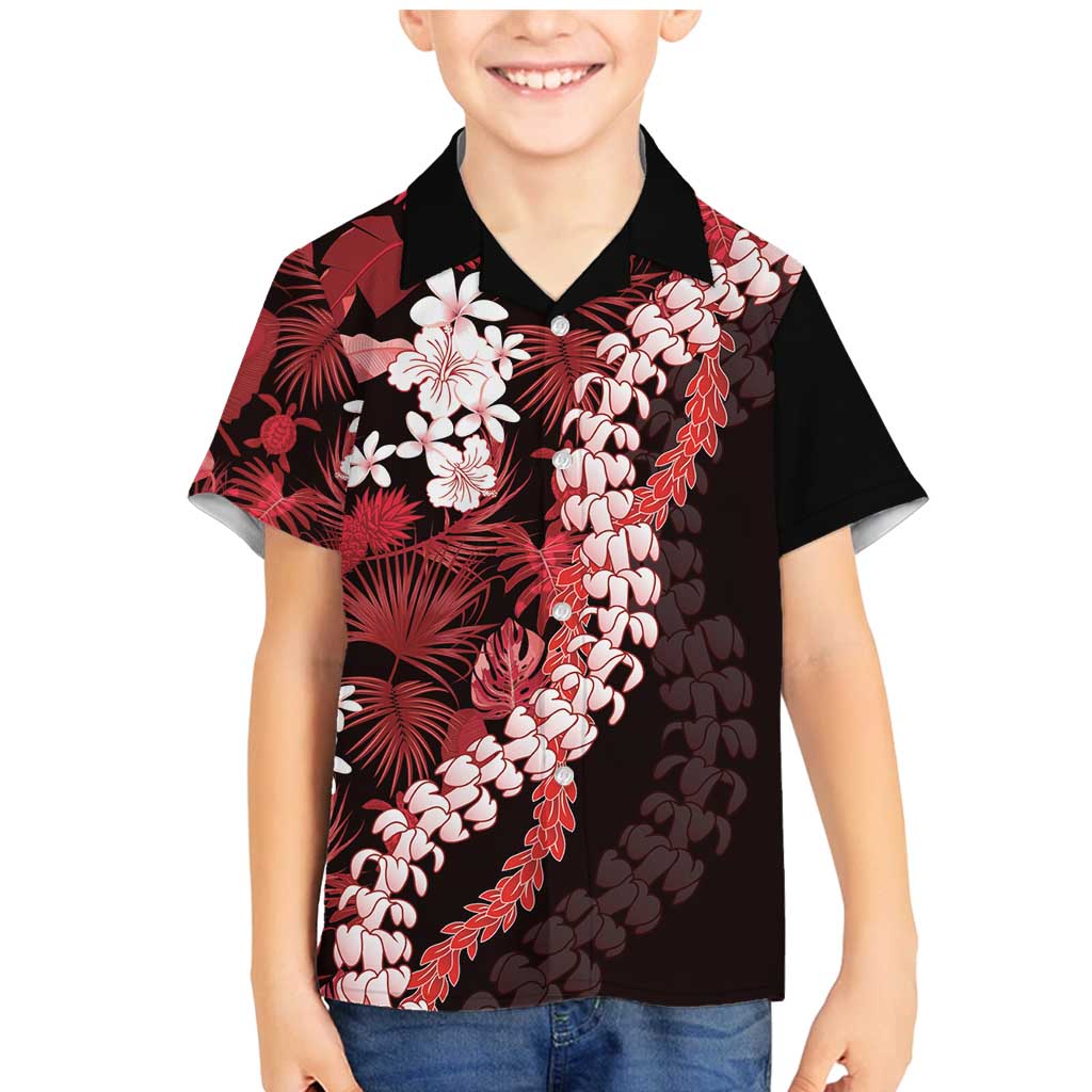 Ulaula Aloha Hawaii Lei Family Matching Mermaid Dress and Hawaiian Shirt Tropical Flowers Elegant Vibe LT14 Son's Shirt Red - Polynesian Pride
