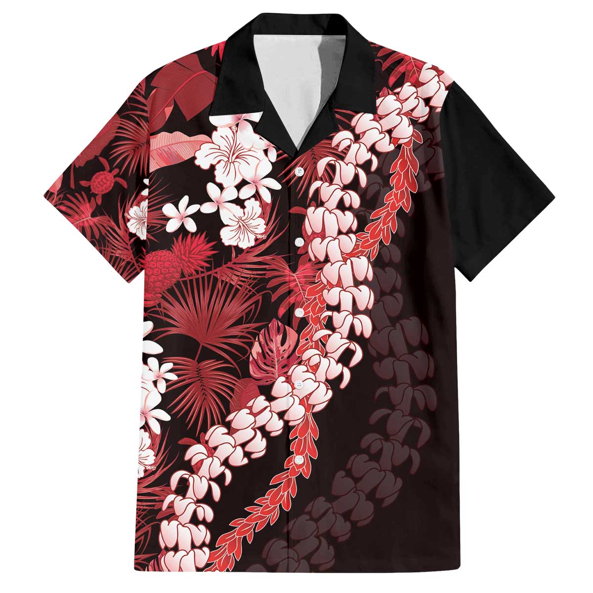 Ulaula Aloha Hawaii Lei Family Matching Off The Shoulder Long Sleeve Dress and Hawaiian Shirt Tropical Flowers Elegant Vibe LT14 Dad's Shirt - Short Sleeve Red - Polynesian Pride