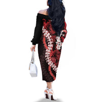 Ulaula Aloha Hawaii Lei Family Matching Off The Shoulder Long Sleeve Dress and Hawaiian Shirt Tropical Flowers Elegant Vibe LT14 - Polynesian Pride