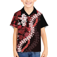 Ulaula Aloha Hawaii Lei Family Matching Off The Shoulder Long Sleeve Dress and Hawaiian Shirt Tropical Flowers Elegant Vibe LT14 Son's Shirt Red - Polynesian Pride