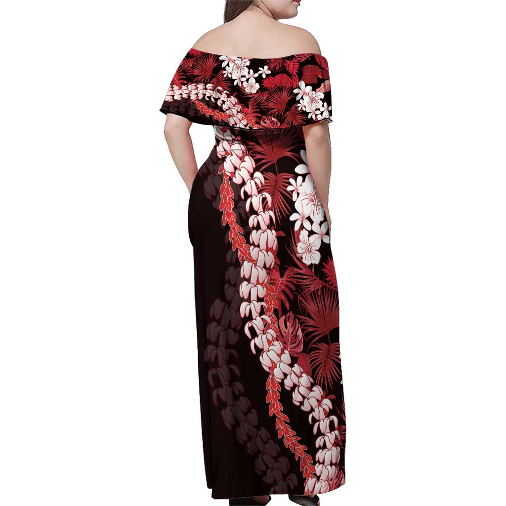 Ulaula Aloha Hawaii Lei Family Matching Off Shoulder Maxi Dress and Hawaiian Shirt Tropical Flowers Elegant Vibe LT14 - Polynesian Pride