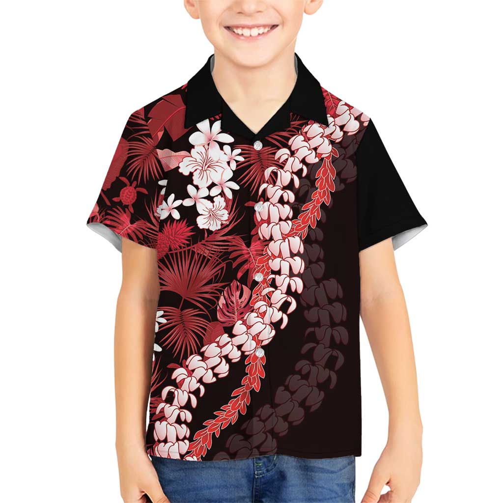 Ulaula Aloha Hawaii Lei Family Matching Off Shoulder Maxi Dress and Hawaiian Shirt Tropical Flowers Elegant Vibe LT14 Son's Shirt Red - Polynesian Pride