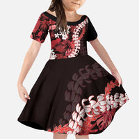Ulaula Aloha Hawaii Lei Family Matching Puletasi and Hawaiian Shirt Tropical Flowers Elegant Vibe LT14 Daughter's Dress Red - Polynesian Pride