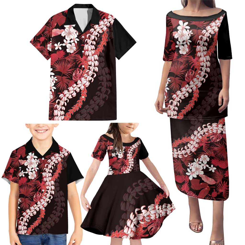 Ulaula Aloha Hawaii Lei Family Matching Puletasi and Hawaiian Shirt Tropical Flowers Elegant Vibe LT14 - Polynesian Pride