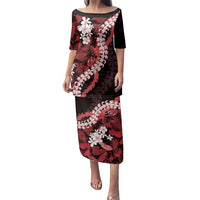 Ulaula Aloha Hawaii Lei Family Matching Puletasi and Hawaiian Shirt Tropical Flowers Elegant Vibe LT14 Mom's Dress Red - Polynesian Pride