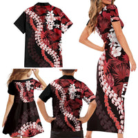 Ulaula Aloha Hawaii Lei Family Matching Short Sleeve Bodycon Dress and Hawaiian Shirt Tropical Flowers Elegant Vibe LT14 - Polynesian Pride