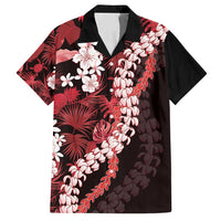Ulaula Aloha Hawaii Lei Family Matching Tank Maxi Dress and Hawaiian Shirt Tropical Flowers Elegant Vibe LT14 Dad's Shirt - Short Sleeve Red - Polynesian Pride