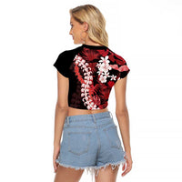Ulaula Aloha Hawaii Lei Raglan Cropped T Shirt Tropical Flowers Elegant Vibe - Polynesian Pride