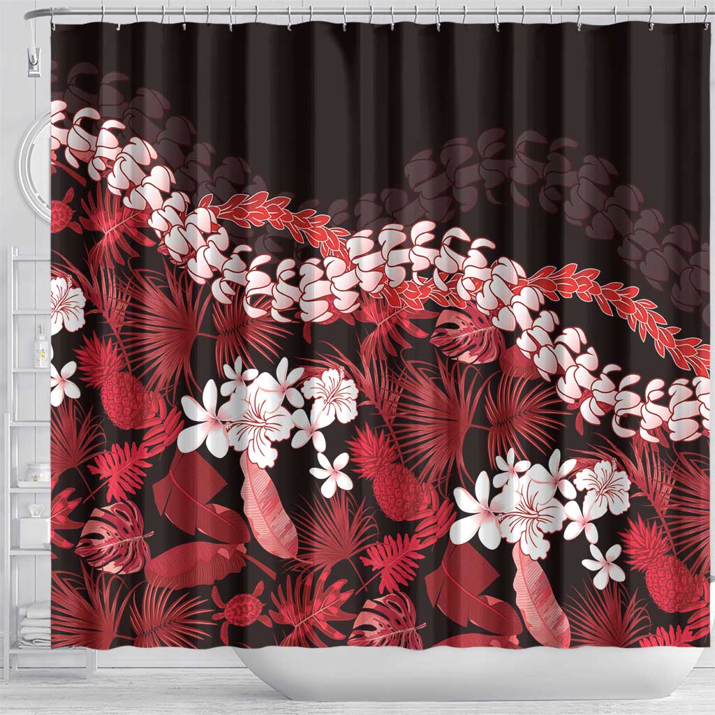 Ulaula Aloha Hawaii Lei Shower Curtain Tropical Flowers Elegant Vibe - Polynesian Pride