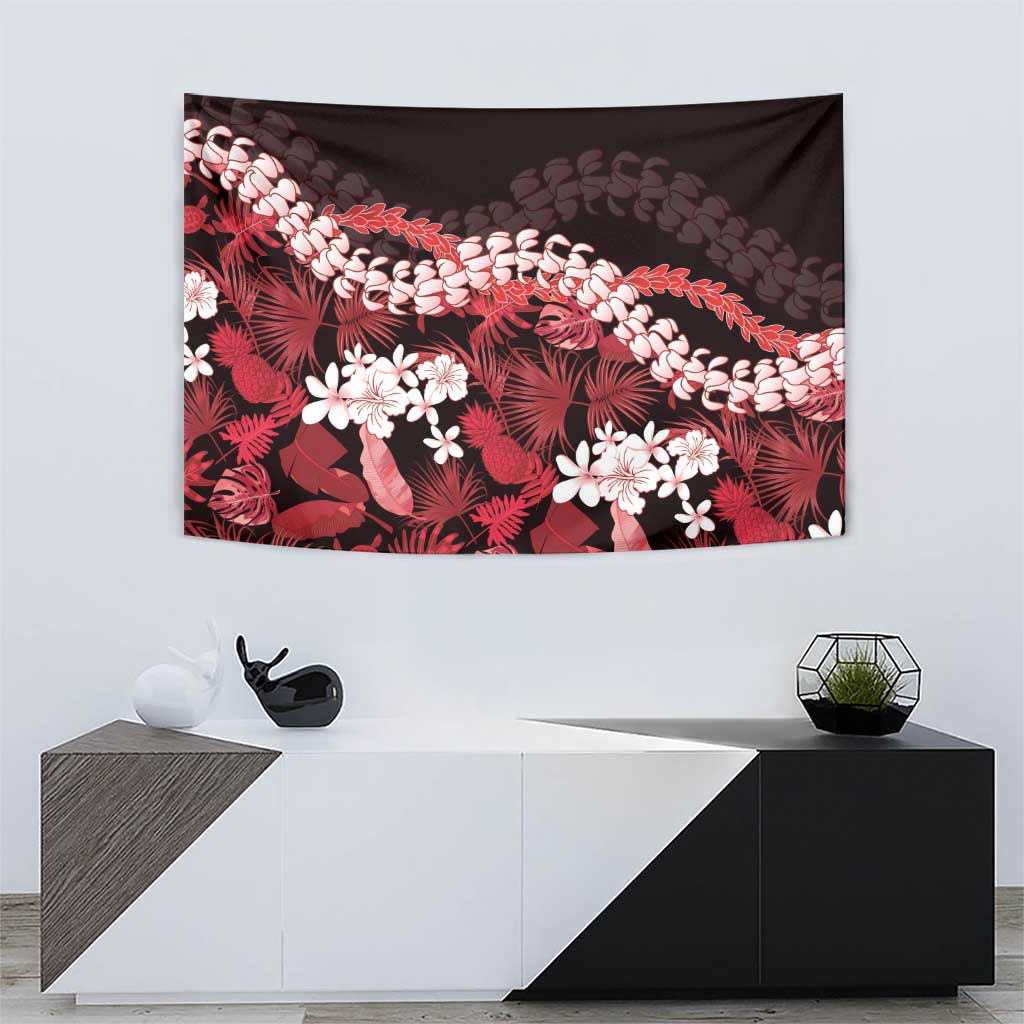 Ulaula Aloha Hawaii Lei Tapestry Tropical Flowers Elegant Vibe - Polynesian Pride