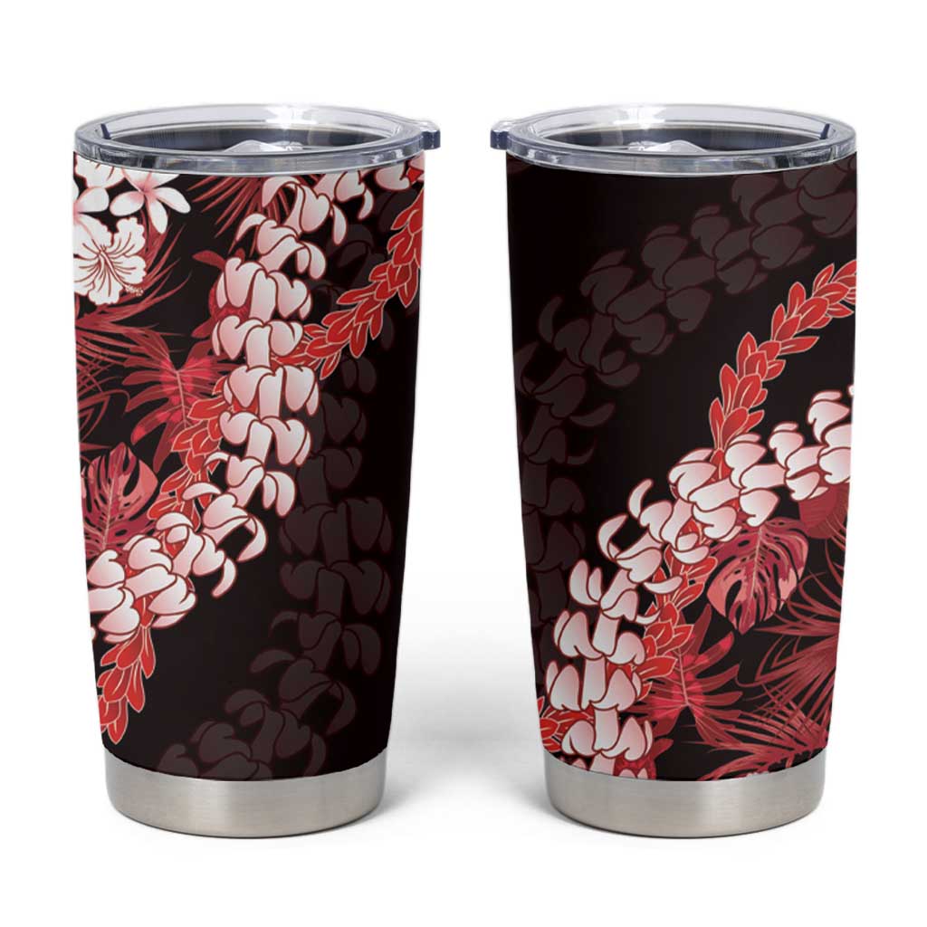 Ulaula Aloha Hawaii Lei Tumbler Cup Tropical Flowers Elegant Vibe LT14 Red - Polynesian Pride